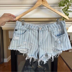 Kancan Stripe Micro Denim Shorts Western Summer Size L